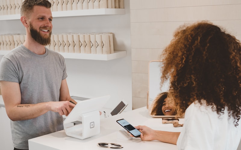 Customer using mobile app